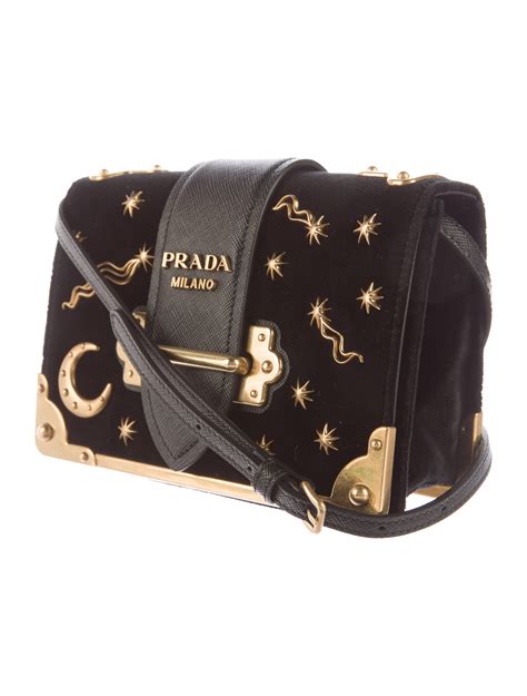 prada cahier black velvet bag|Prada Cahier Astrology Velvet Shoulder Bag, Black (Nero).